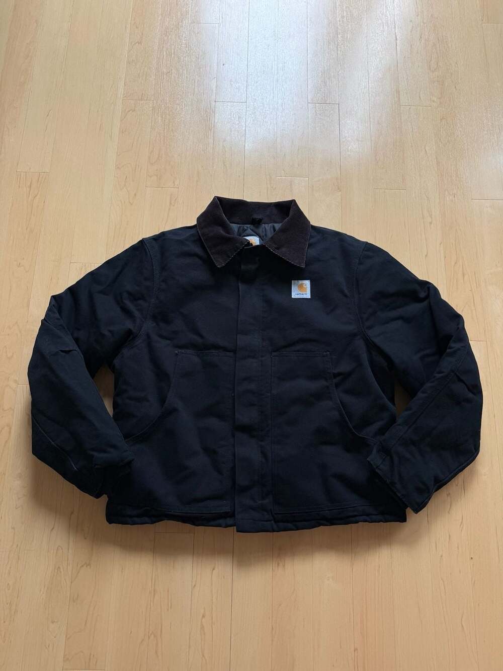 90s Carhartt J02 Arctic Jacket Black Corduroy Collar